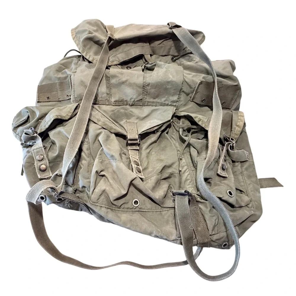 Vintage US Military ALICE Field Pack Olive Drab Green Canvas Tactical Backpack
